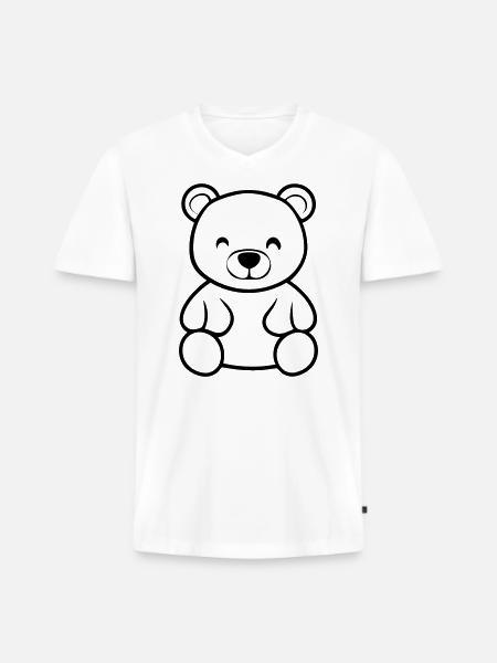 Teddy Bear - Men's Premium Organic T-shirt with V-neck - white
