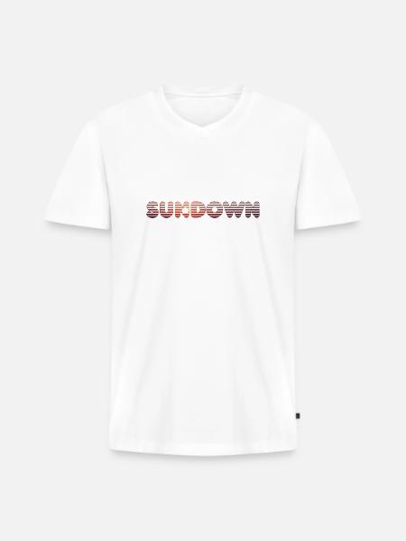 Sundown Sonneuntergang - Männer Premium Bio T-Shirt mit V-Ausschnitt - Weiß