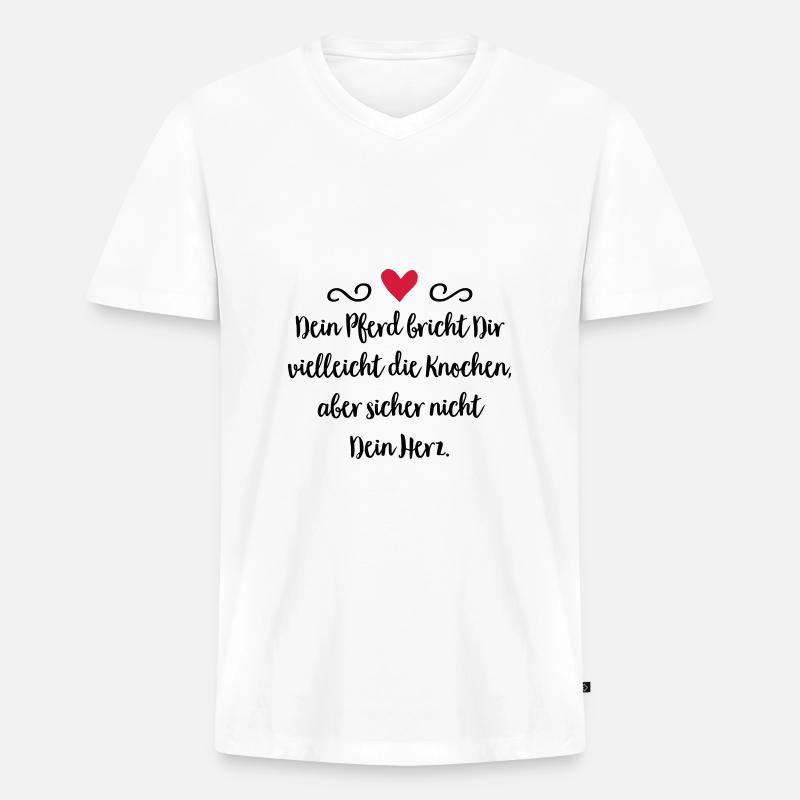 Pferd - Männer Premium Bio T-Shirt mit V-Ausschnitt - Weiß