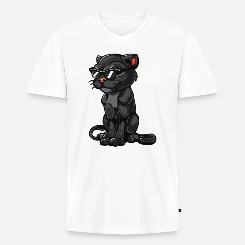 Panther Cool Comic - Männer Premium Bio T-Shirt mit V-Ausschnitt - Weiß