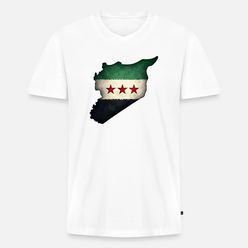 flagge syrien - Männer Premium Bio T-Shirt mit V-Ausschnitt - Weiß