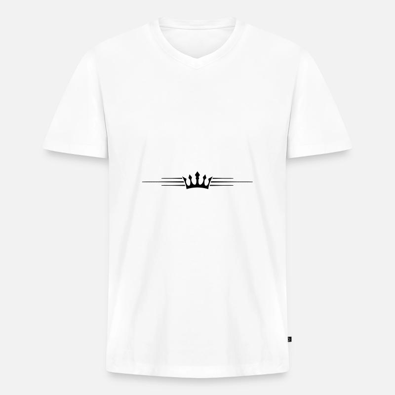 Krone Symbol Linie - Männer Premium Bio T-Shirt mit V-Ausschnitt - Weiß