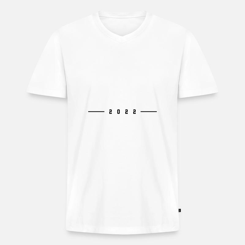 2022 strich - Männer Premium Bio T-Shirt mit V-Ausschnitt - Weiß