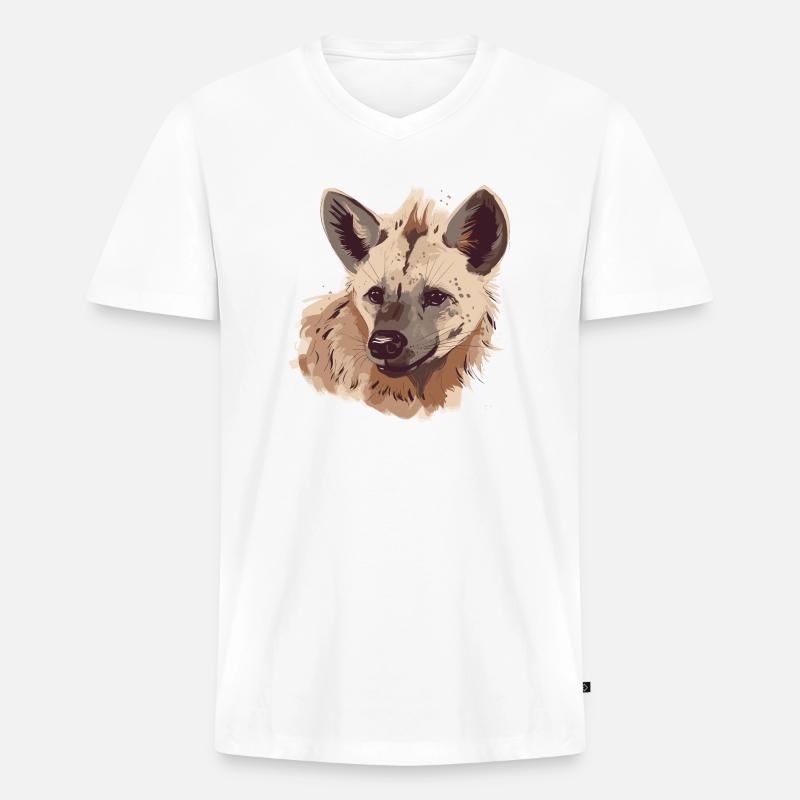Hyäne Hyänenkopf - Männer Premium Bio T-Shirt mit V-Ausschnitt - Weiß