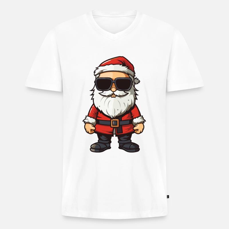 Weihnachtsmann Comic Santa Xmas - Männer Premium Bio T-Shirt mit V-Ausschnitt - Weiß