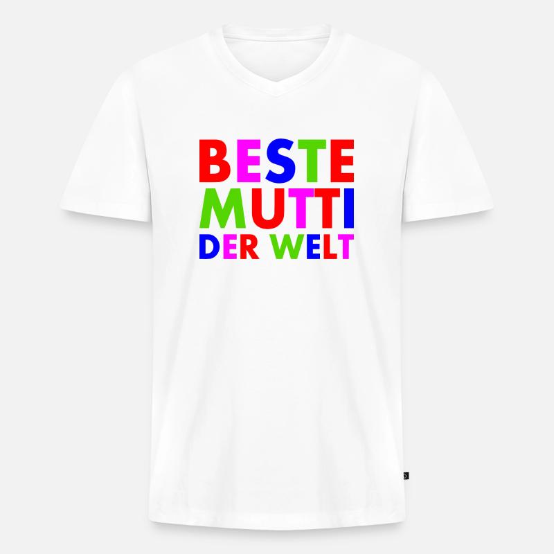 Beste mutti der welt - Männer Premium Bio T-Shirt mit V-Ausschnitt - Weiß
