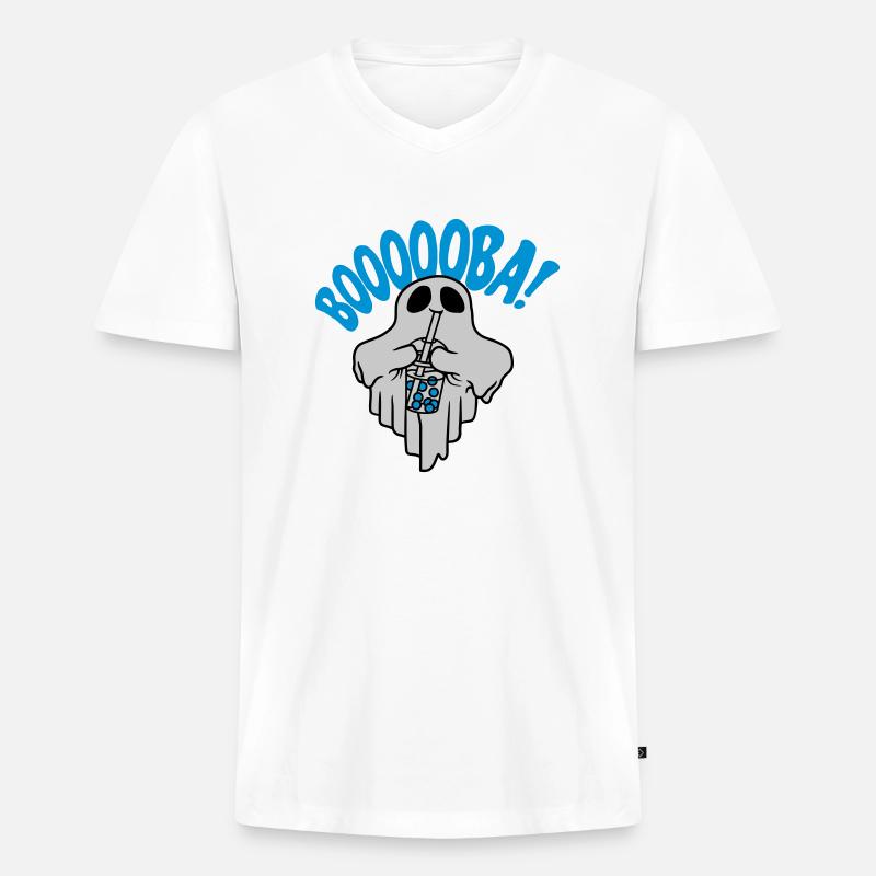Booba Bubble Tea Geist - Männer Premium Bio T-Shirt mit V-Ausschnitt - Weiß
