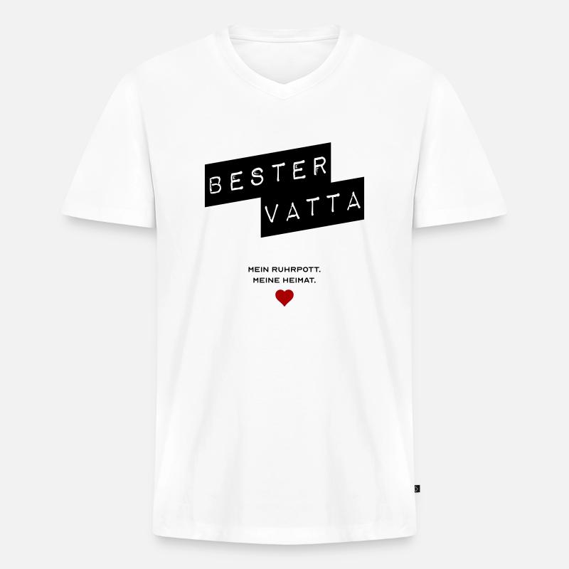 Bester Vatta - Männer Premium Bio T-Shirt mit V-Ausschnitt - Weiß