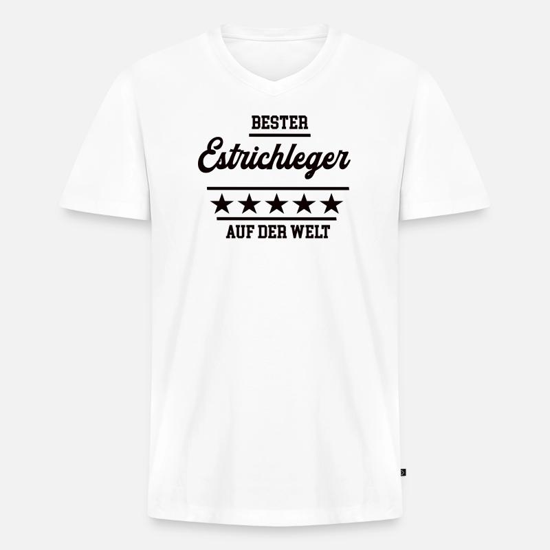 Bester Estrichleger Weltbester Handwerker - Männer Premium Bio T-Shirt mit V-Ausschnitt - Weiß