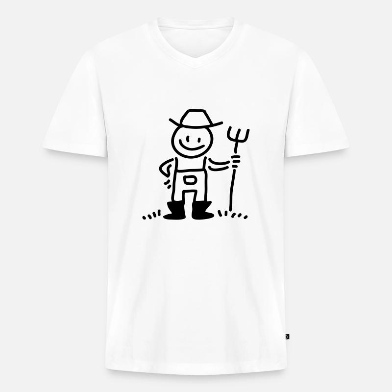 Bauer - Line - Männer Premium Bio T-Shirt mit V-Ausschnitt - Weiß
