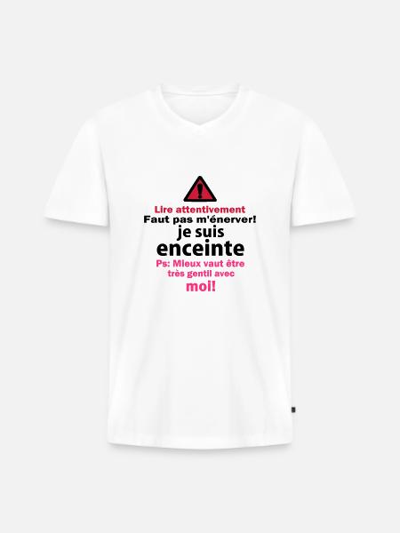 Faut pas m'énerver! - T-shirt encolure en V Premium bio Homme - blanc