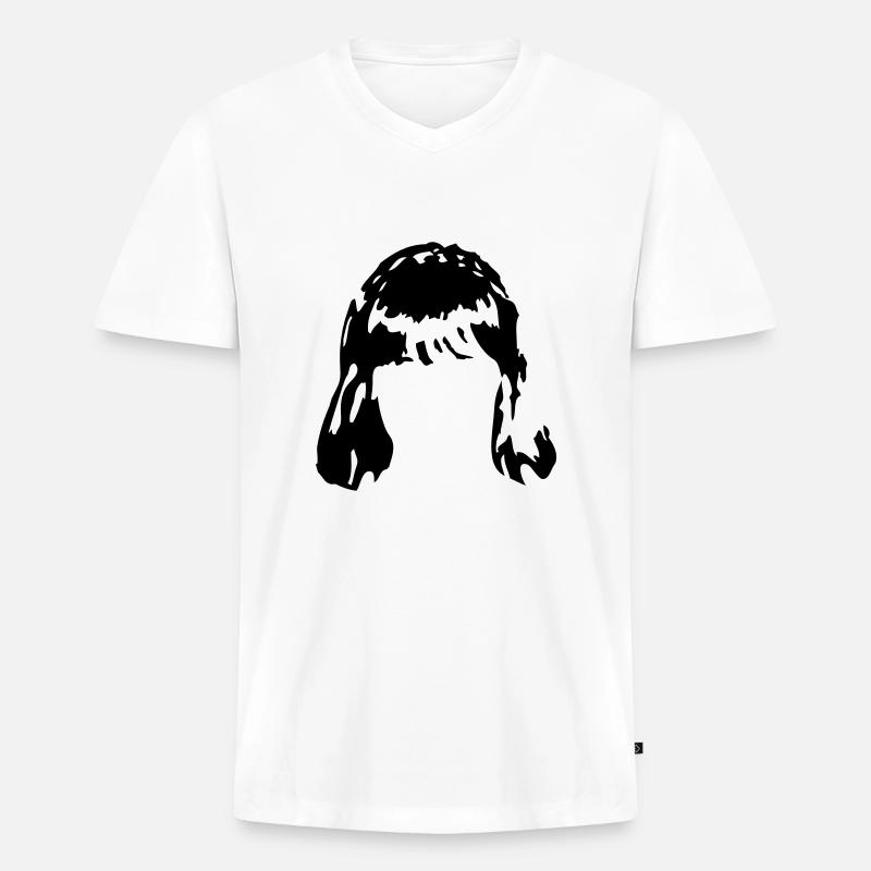 Haarperücke Haar wig1 - Männer Premium Bio T-Shirt mit V-Ausschnitt - Weiß