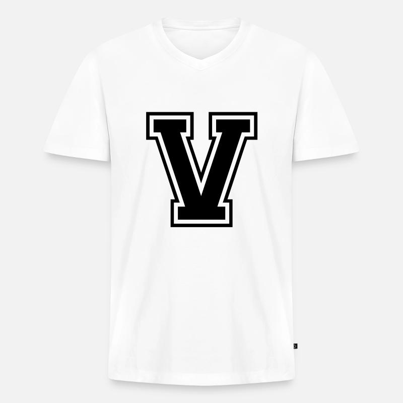 v - Männer Premium Bio T-Shirt mit V-Ausschnitt - Weiß