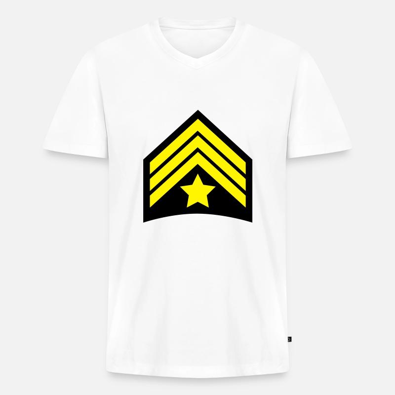 sergeant_cop__f2 - Männer Premium Bio T-Shirt mit V-Ausschnitt - Weiß