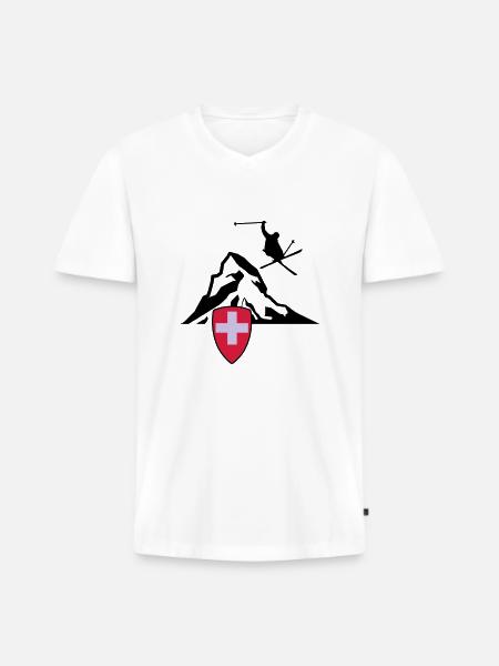 matterhorn zermatt Switzerland - Men's Premium Organic T-shirt with V-neck - white
