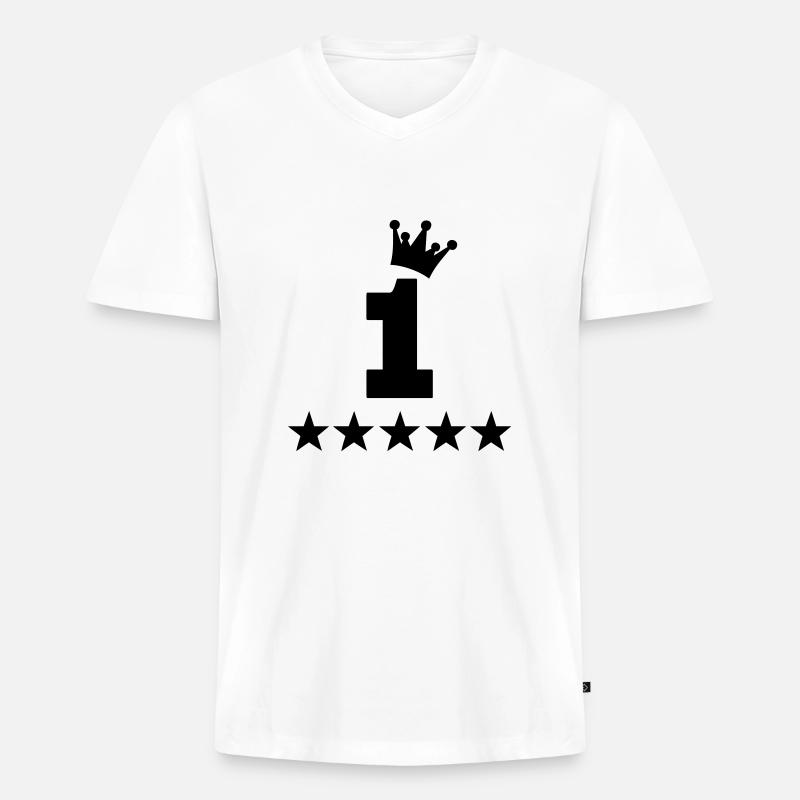 1 - Männer Premium Bio T-Shirt mit V-Ausschnitt - Weiß