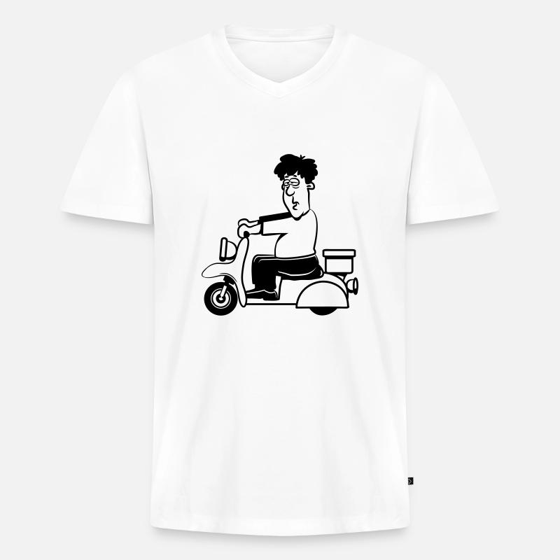 motorroller witzig - Männer Premium Bio T-Shirt mit V-Ausschnitt - Weiß
