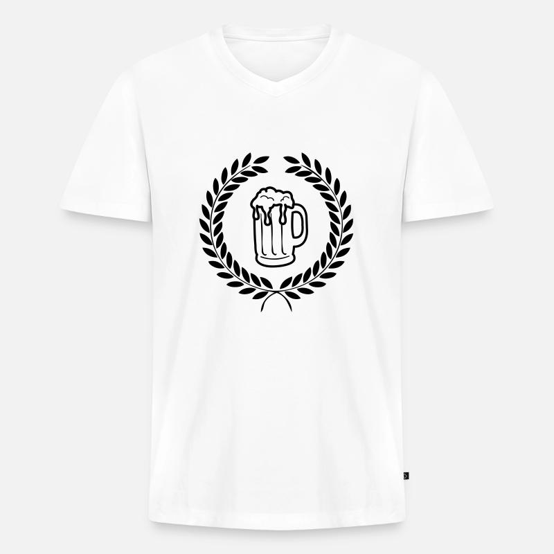 bier_01 - Männer Premium Bio T-Shirt mit V-Ausschnitt - Weiß