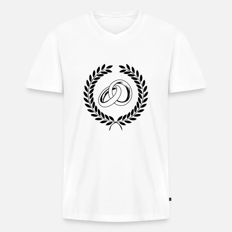 eheringe_003 - Männer Premium Bio T-Shirt mit V-Ausschnitt - Weiß