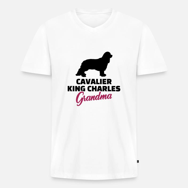 Cavalier King Charles - Männer Premium Bio T-Shirt mit V-Ausschnitt - Weiß