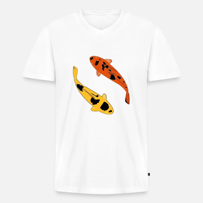Koi Karpfen - Männer Premium Bio T-Shirt mit V-Ausschnitt - Weiß