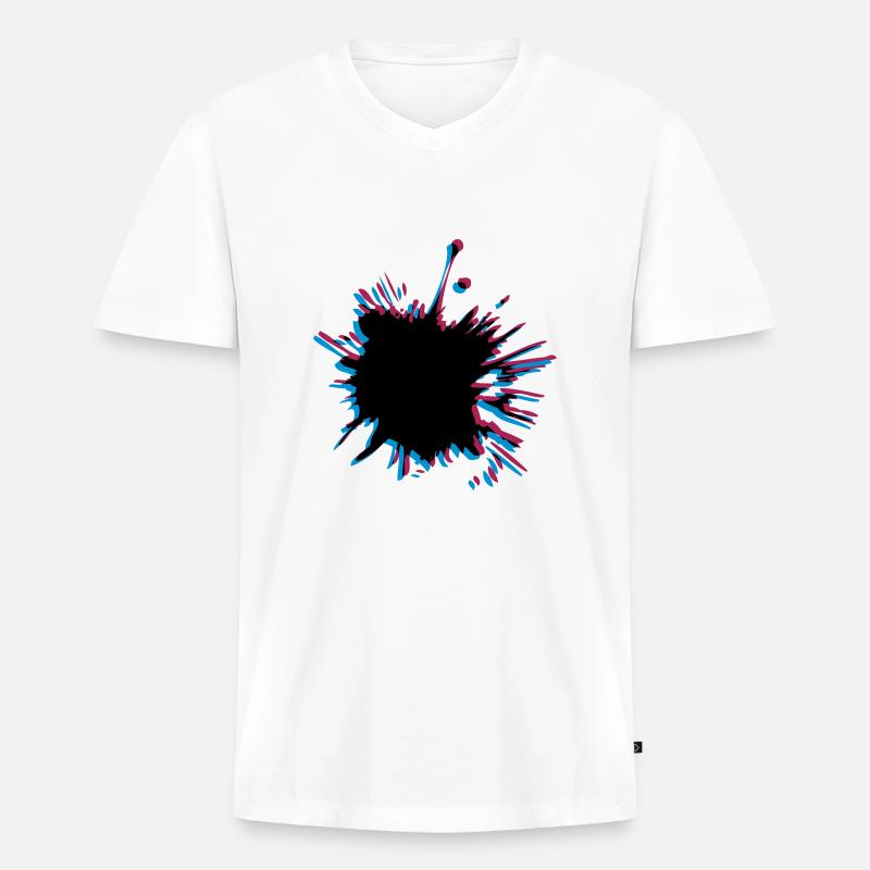 3D Klecks Spritzer - Männer Premium Bio T-Shirt mit V-Ausschnitt - Weiß