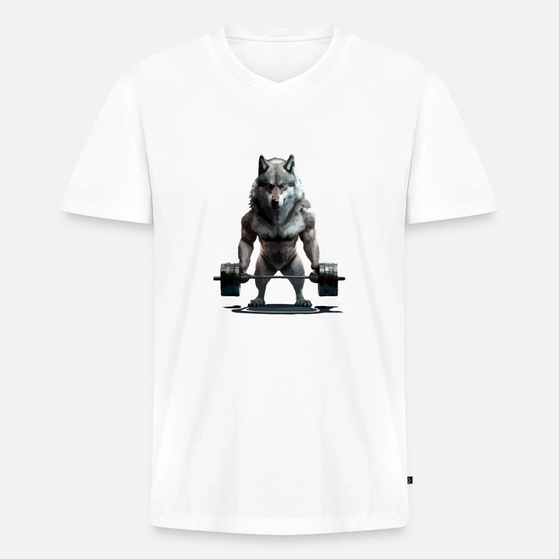 Der Wolf mit Veränderungen - Männer Premium Bio T-Shirt mit V-Ausschnitt - Weiß