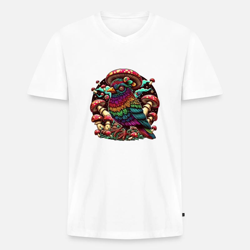 Psychedelische Eule - Männer Premium Bio T-Shirt mit V-Ausschnitt - Weiß