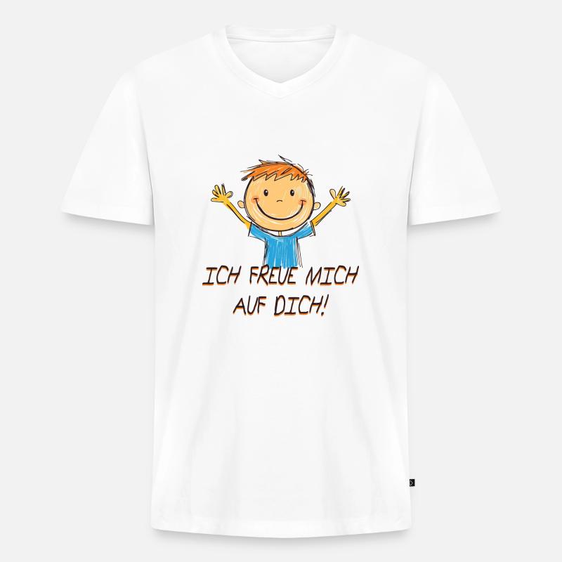 Jeg glæder mig til at se dig - Premium økologisk T-shirt med V-hals til mænd - hvid