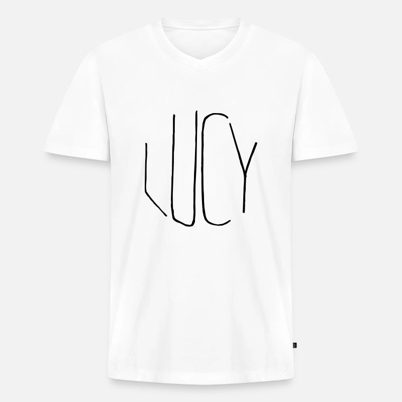 Lucy - Männer Premium Bio T-Shirt mit V-Ausschnitt - Weiß