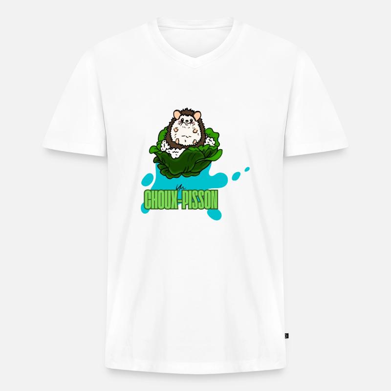 Choupisson - Männer Premium Bio T-Shirt mit V-Ausschnitt - Weiß