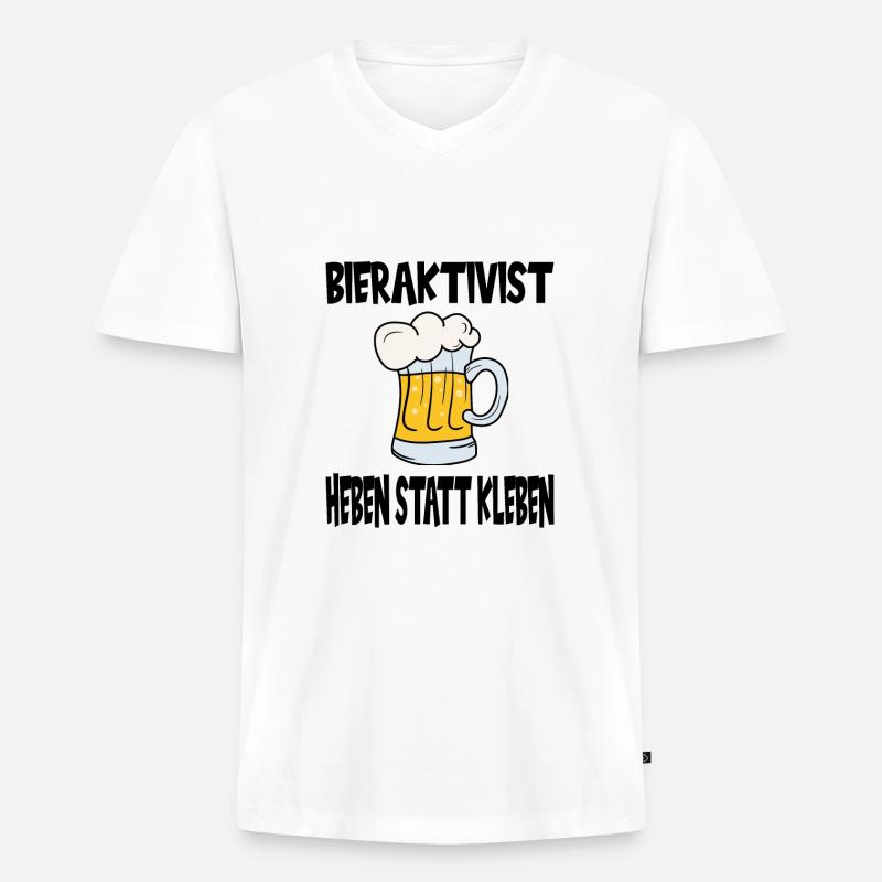 Bieraktivist Heben statt Kleben - Männer Premium Bio T-Shirt mit V-Ausschnitt - Weiß