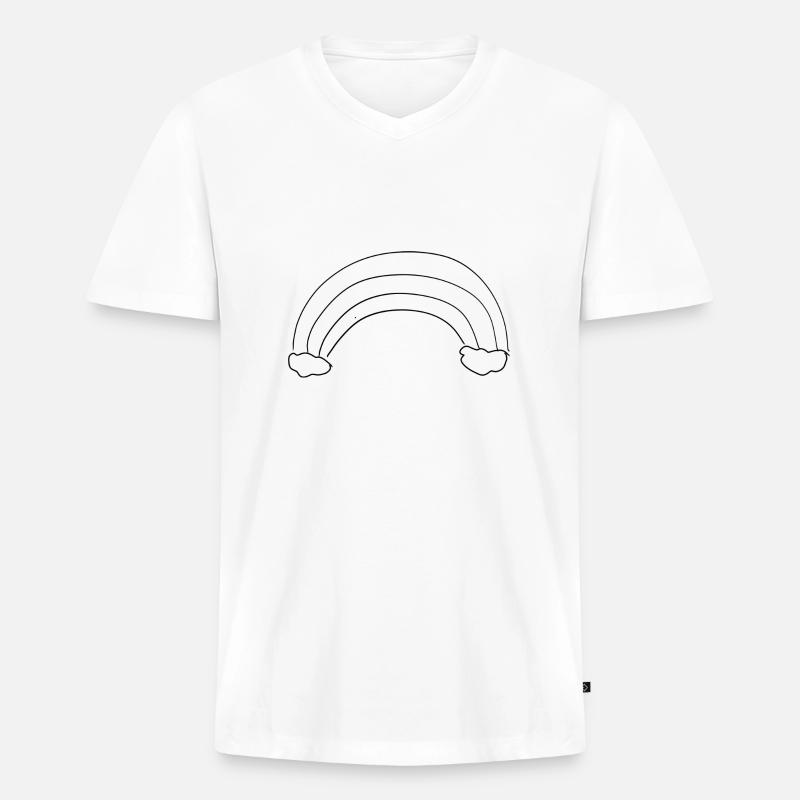 regenbogen symbol wolken - Männer Premium Bio T-Shirt mit V-Ausschnitt - Weiß