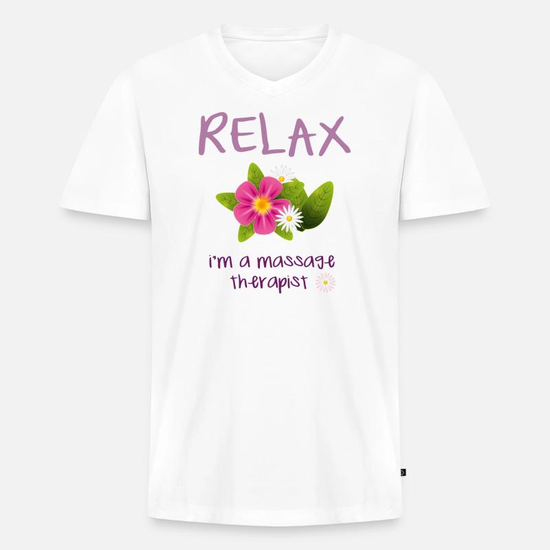 Massage Therapist Wellness - Männer Premium Bio T-Shirt mit V-Ausschnitt - Weiß