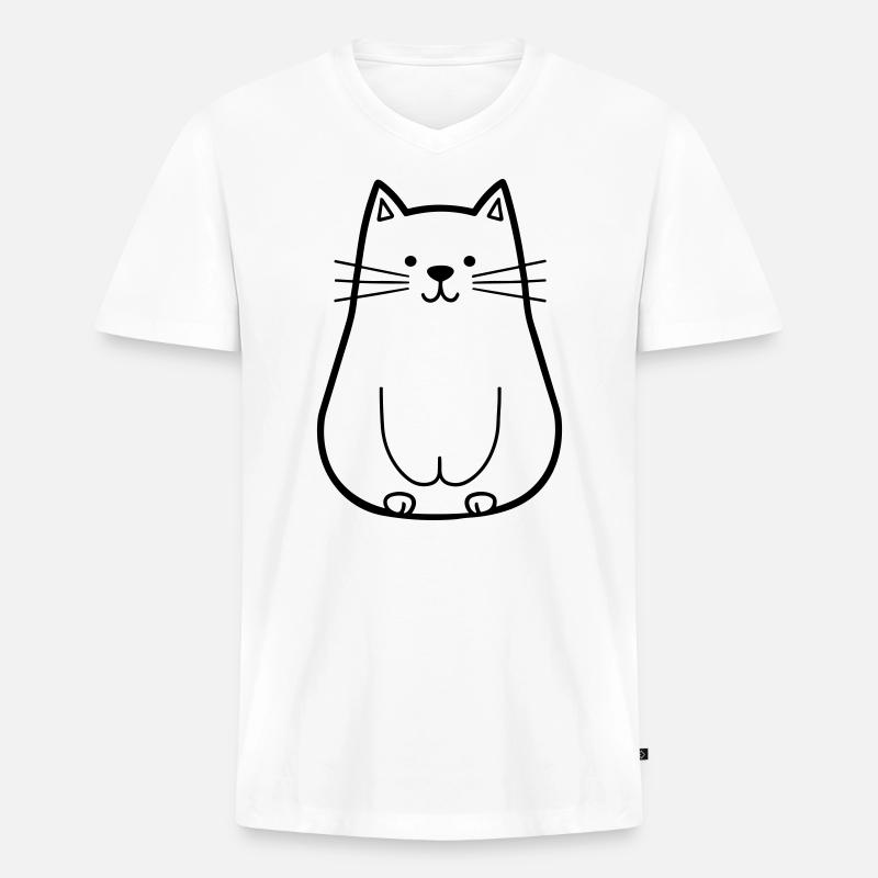 Katze - Männer Premium Bio T-Shirt mit V-Ausschnitt - Weiß