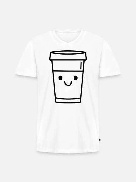 Kaffeebecher - Männer Premium Bio T-Shirt mit V-Ausschnitt - Weiß
