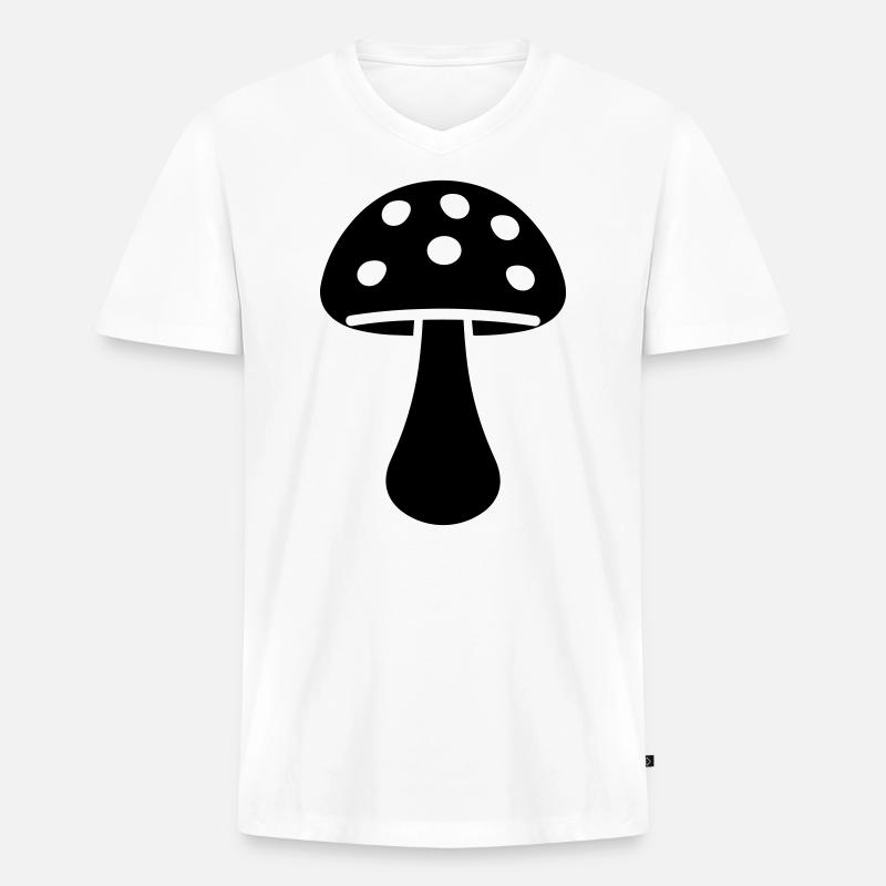 Pilz - Männer Premium Bio T-Shirt mit V-Ausschnitt - Weiß