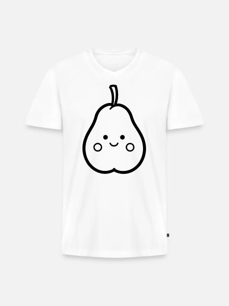 Birne - Männer Premium Bio T-Shirt mit V-Ausschnitt - Weiß