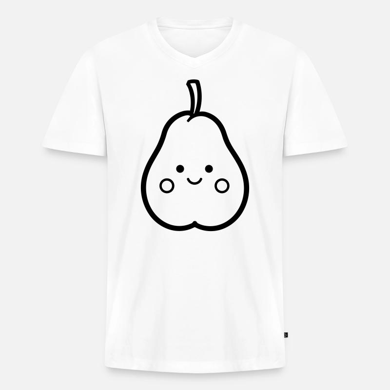 Birne - Männer Premium Bio T-Shirt mit V-Ausschnitt - Weiß