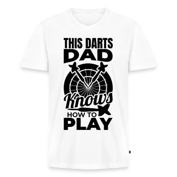 Darter Papa - Männer Premium Bio T-Shirt mit V-Ausschnitt - Weiß - Vorne - Nico (187cm)