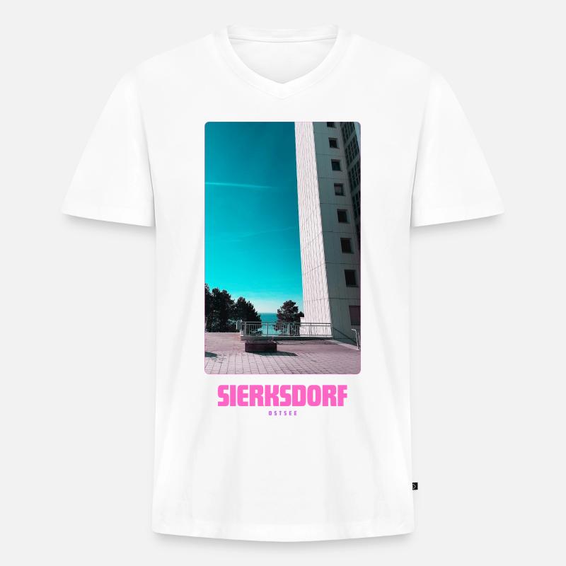 Sierksdorf _ Ostsee - Männer Premium Bio T-Shirt mit V-Ausschnitt - Weiß