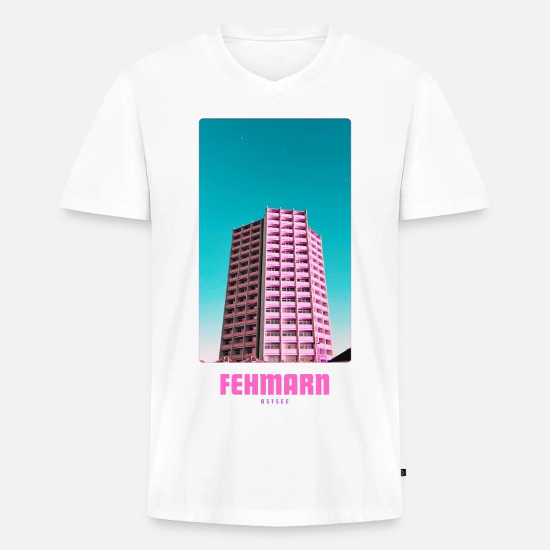 Fehmarn _ Ostsee  - Männer Premium Bio T-Shirt mit V-Ausschnitt - Weiß