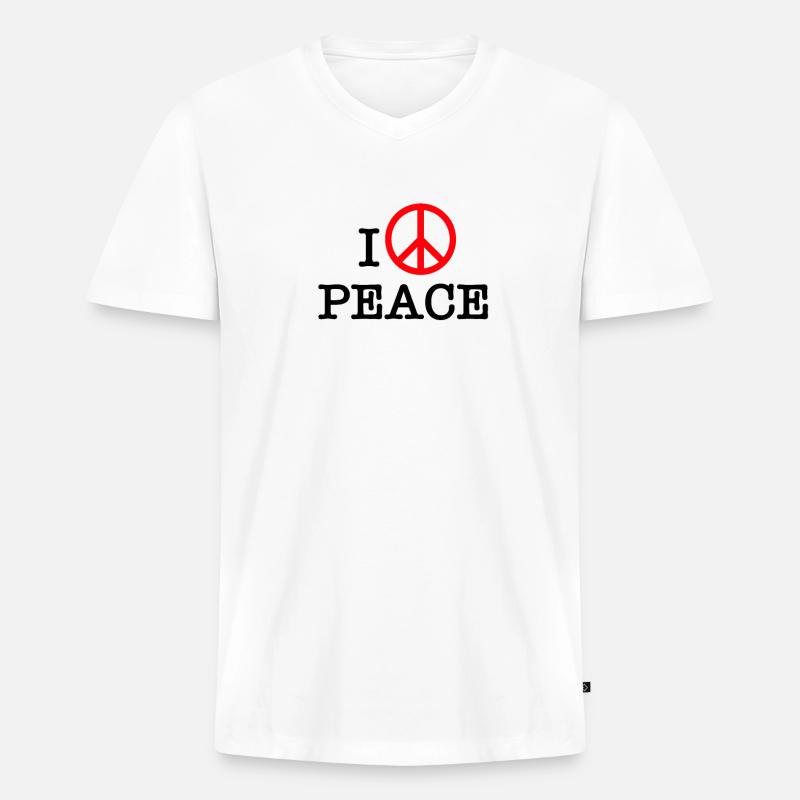 Ich liebe den Frieden - Männer Premium Bio T-Shirt mit V-Ausschnitt - Weiß