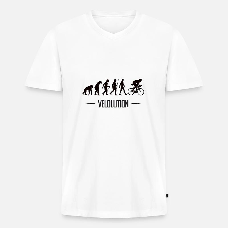 Velolution Radfahrer Evolution Fahrrad - Männer Premium Bio T-Shirt mit V-Ausschnitt - Weiß