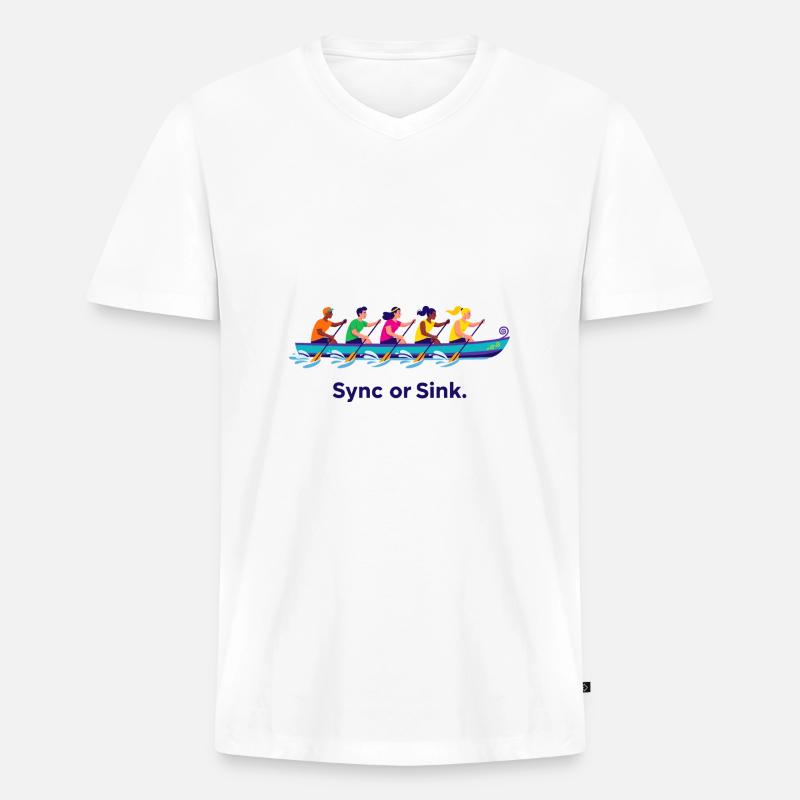 Drachenboot-Team - Männer Premium Bio T-Shirt mit V-Ausschnitt - Weiß