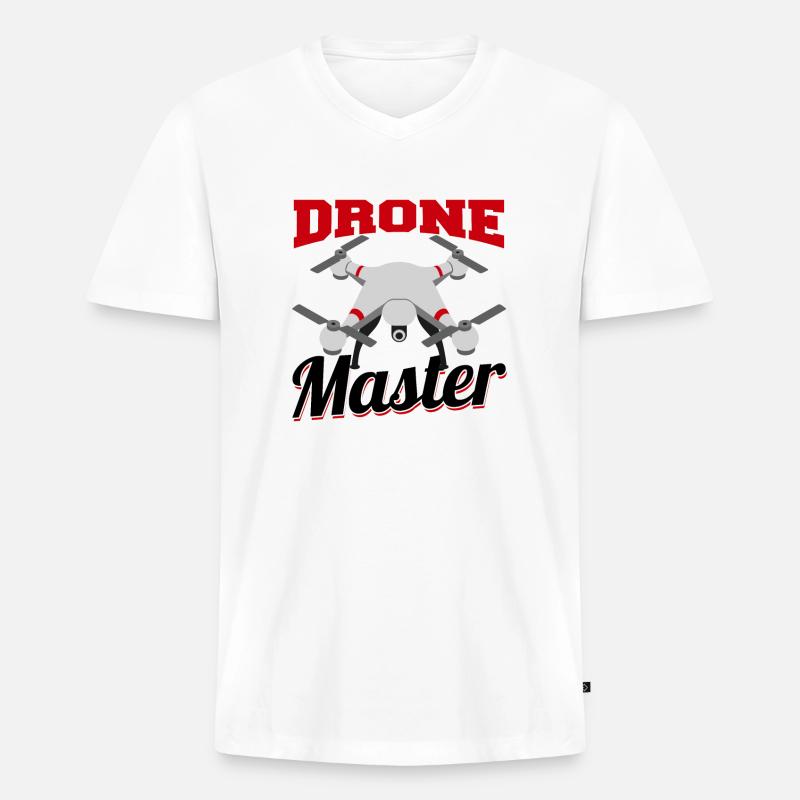 Drone Master | Drone Pilot - Männer Premium Bio T-Shirt mit V-Ausschnitt - Weiß