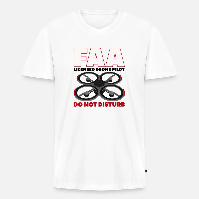 FAA Licensed Drone Pilot - Männer Premium Bio T-Shirt mit V-Ausschnitt - Weiß