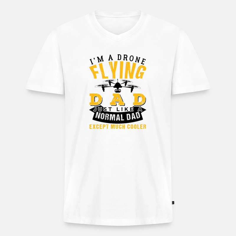 Cool Drone Flying Dad - Männer Premium Bio T-Shirt mit V-Ausschnitt - Weiß