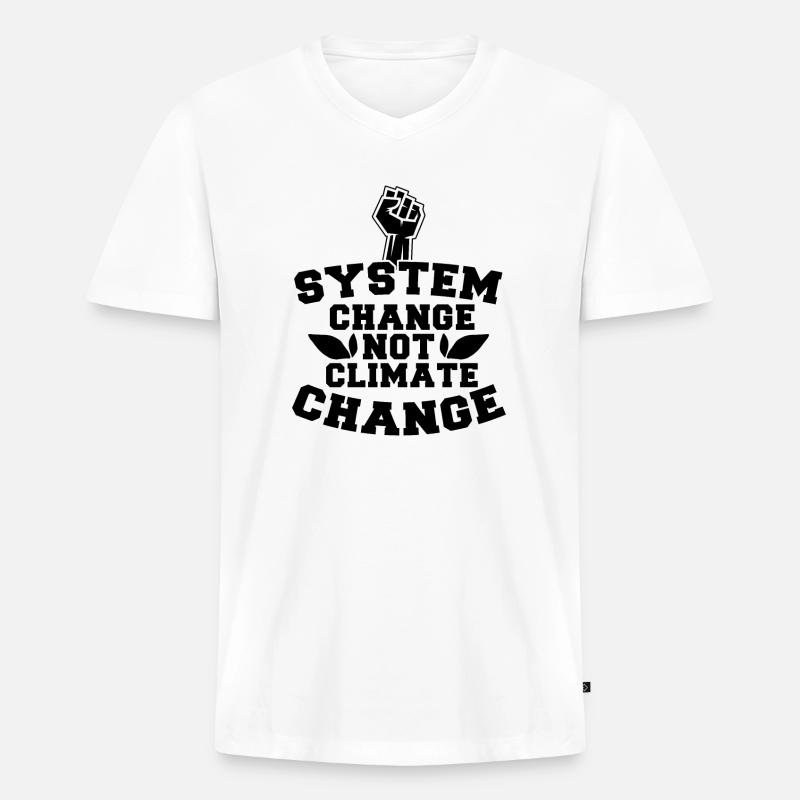 System Change Not Climate Change - Männer Premium Bio T-Shirt mit V-Ausschnitt - Weiß