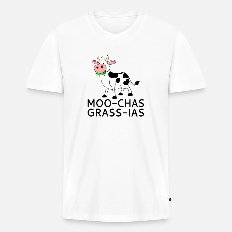 Moo-chas Grass-ias - Männer Premium Bio T-Shirt mit V-Ausschnitt - Weiß